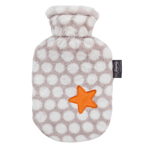 Fashy 0.8L Hot Water Bottle with Plush Dot Cover