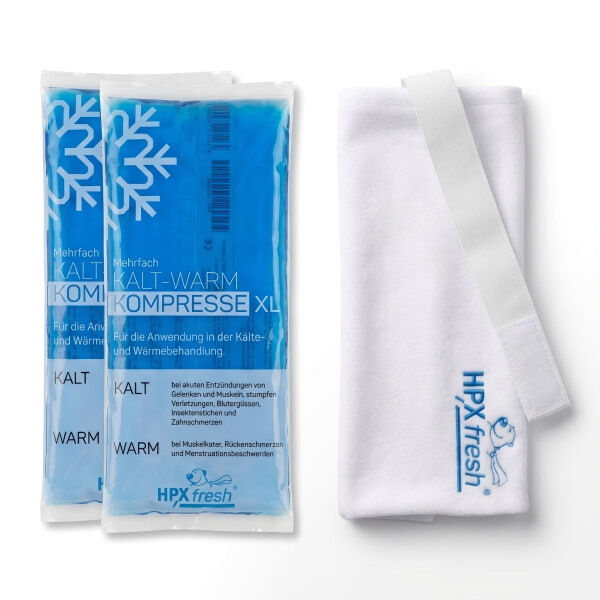 2x HPXfresh Mehrfach Kalt-Warm Kompresse XL (12x29cm) + 1 Vlieshülle