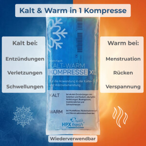 2x HPXfresh Mehrfach Kalt-Warm Kompresse XL (12x29cm) + 1 Vlieshülle