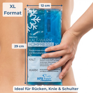 2x HPXfresh Mehrfach Kalt-Warm Kompresse XL (12x29cm) + 1 Vlieshülle