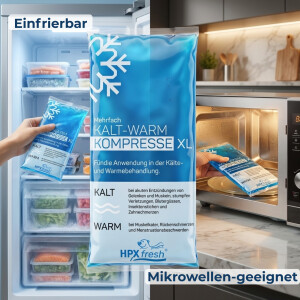 2x HPXfresh Mehrfach Kalt-Warm Kompresse XL (12x29cm) + 1 Vlieshülle