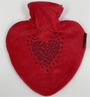 Herzwärmflasche mit Bezug- Rot