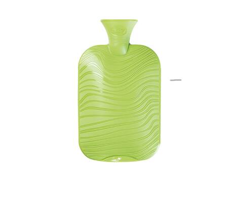 Wärmflasche Wellen-Dekor in Perlmutt-Farben lindgrün